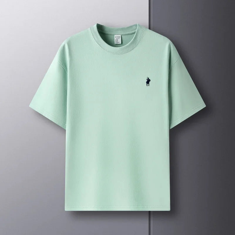 100% pure cotton men's short sleeve T-shirt high-end luxury brand pony embroidery casual round neck summer new fashion Paul top