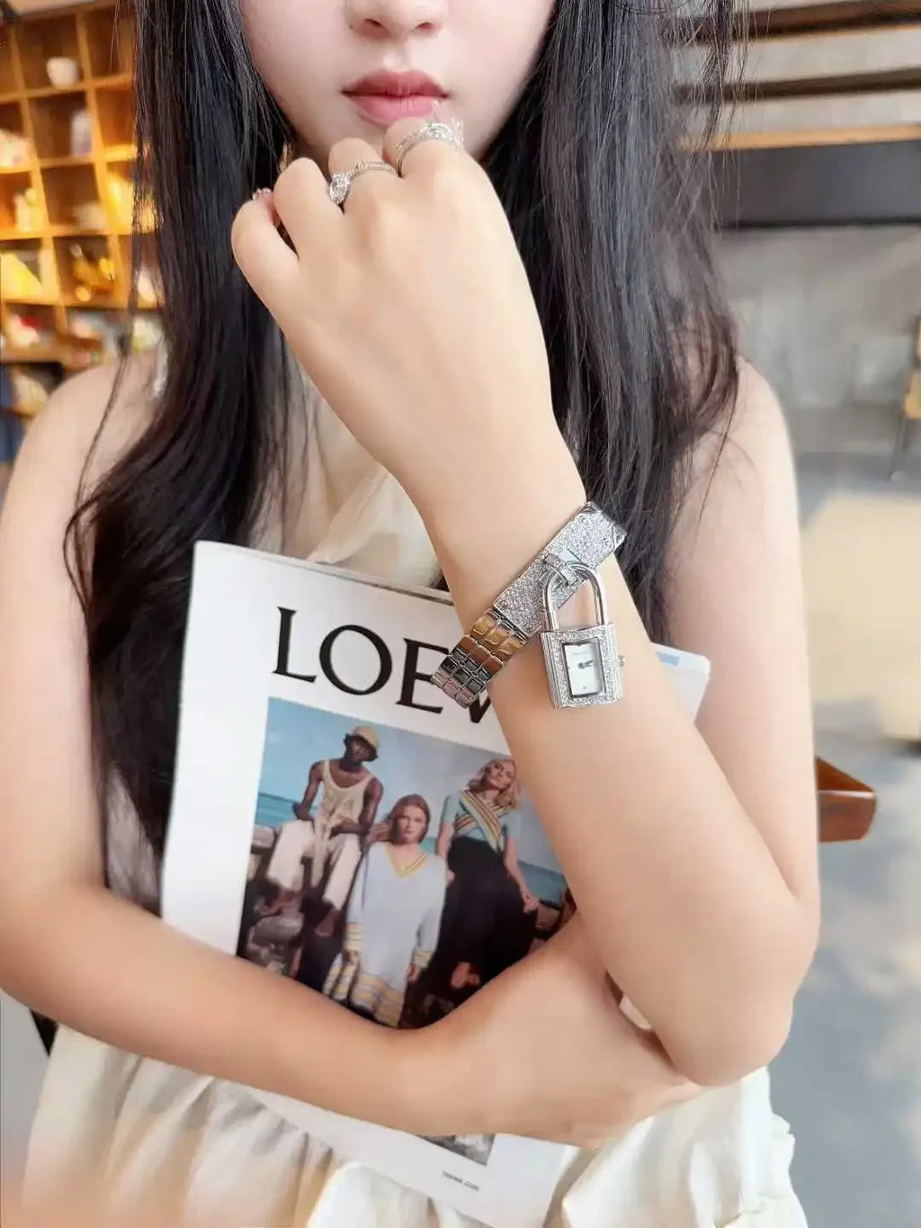 Ladies Sliver Detachable Wristwatch