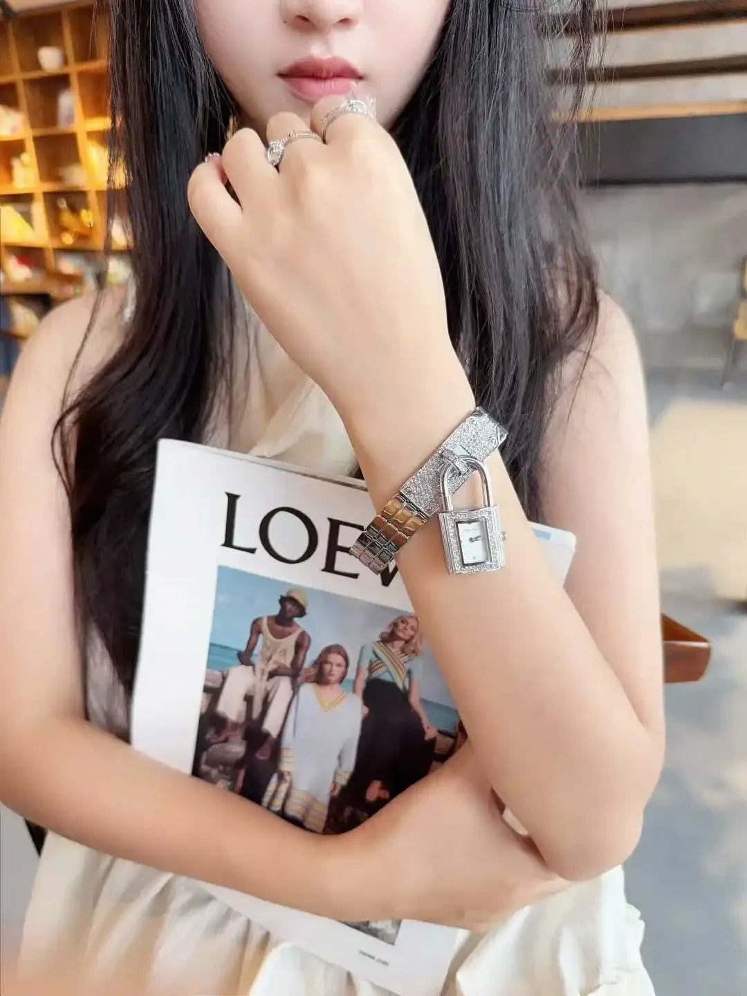 Ladies Sliver Detachable Wristwatch