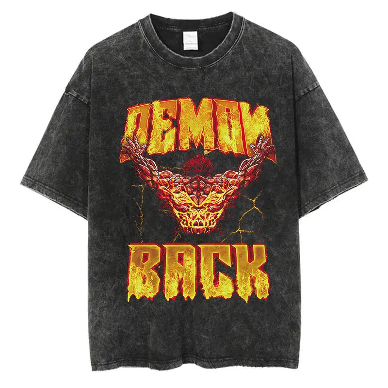 Anime Baki Haman Tshirts Harajuku Vintage 100% Cotton 2024 New Washed T Shirt For Men Hip Hop Streetwear Oversize T-shirt