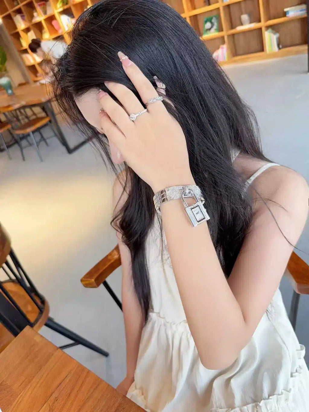 Ladies Sliver Detachable Wristwatch