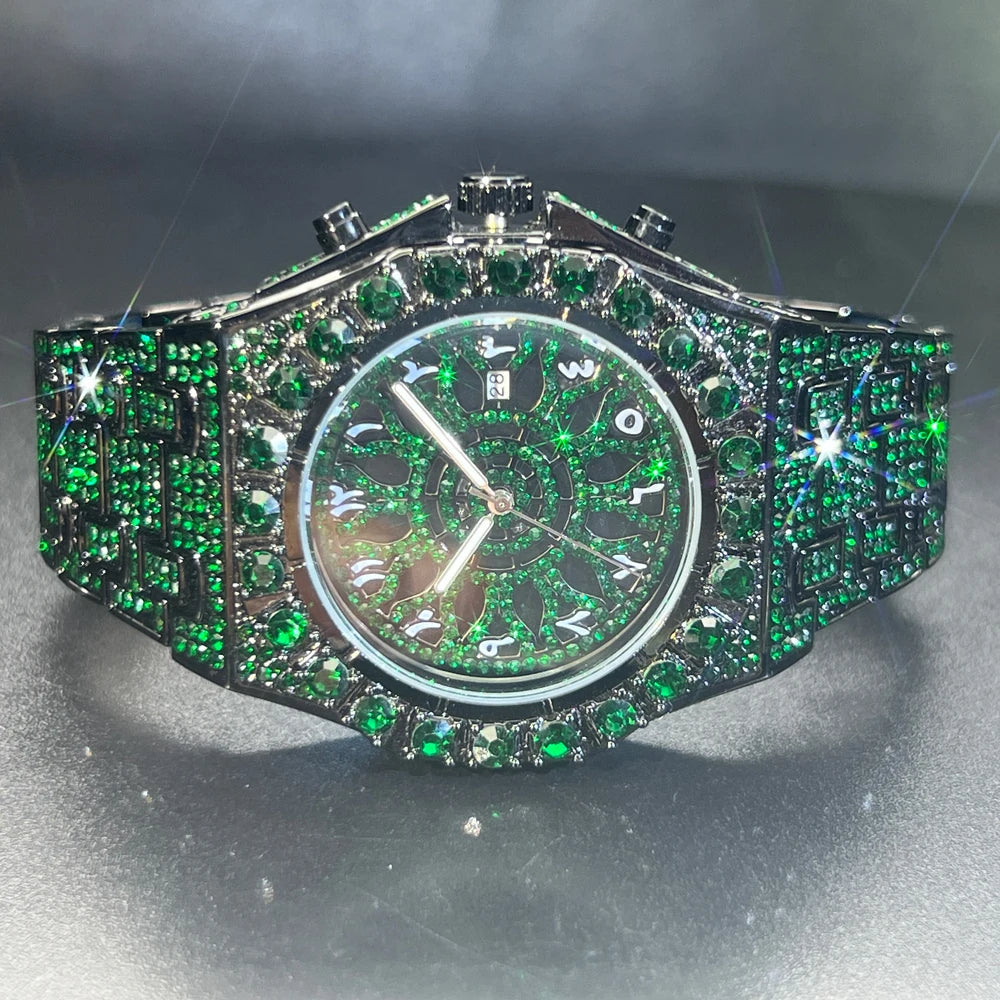 Hip Hop Green Diamond Watch For Men Fashion