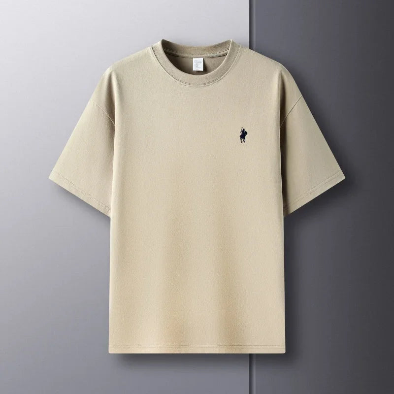 100% pure cotton men's short sleeve T-shirt high-end luxury brand pony embroidery casual round neck summer new fashion Paul top