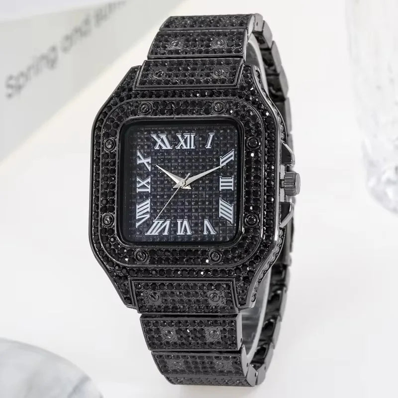 Necklace +Watch+Bracelet Iced Out Twisted Chain Jewelry Sets for Men