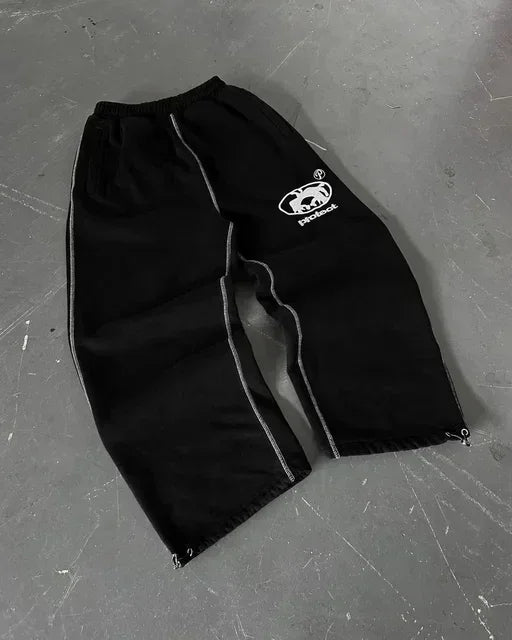 Y2k Embroidered Gray Pants