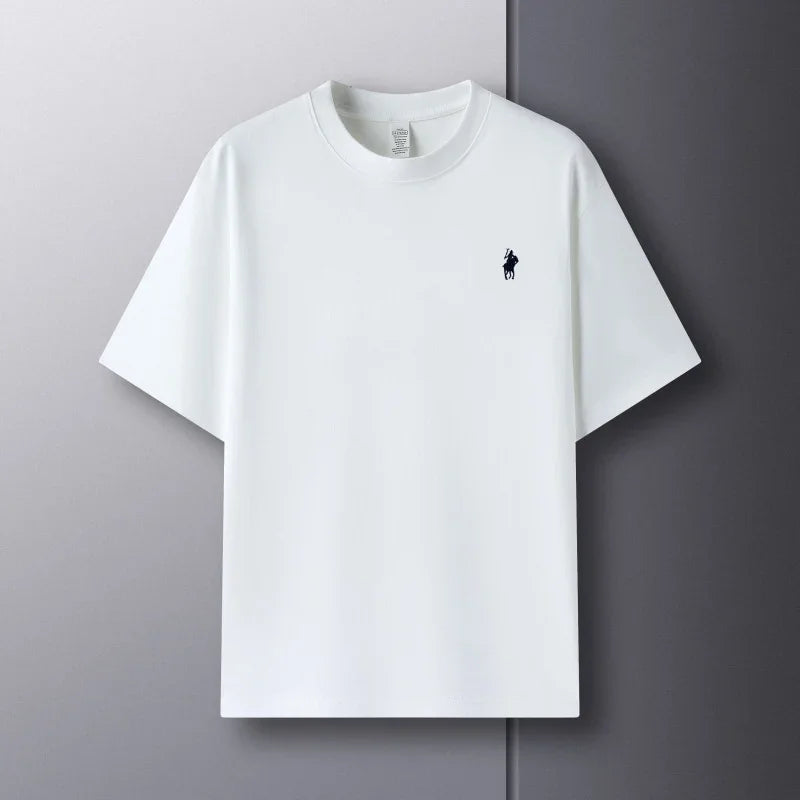 100% pure cotton men's short sleeve T-shirt high-end luxury brand pony embroidery casual round neck summer new fashion Paul top