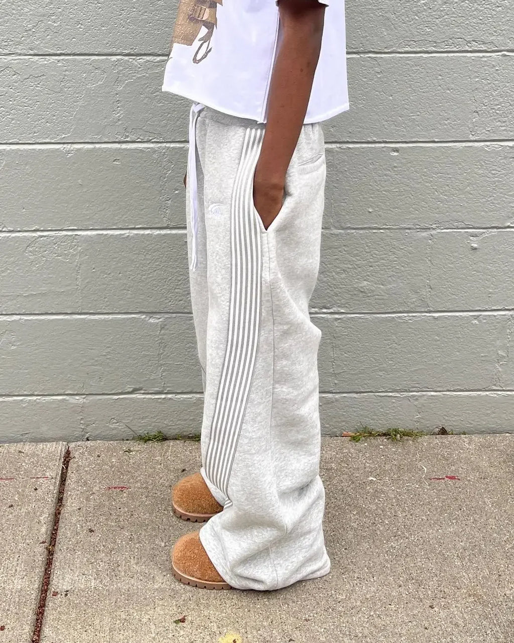 Y2k Embroidered Gray Pants