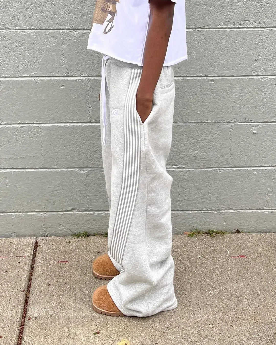 Y2k Embroidered Gray Pants