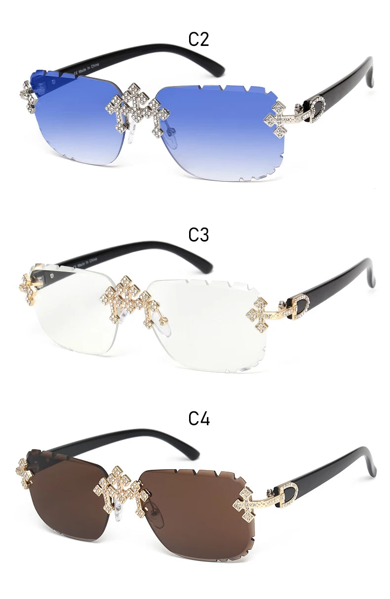 Square Rimless Sunglasses For Women