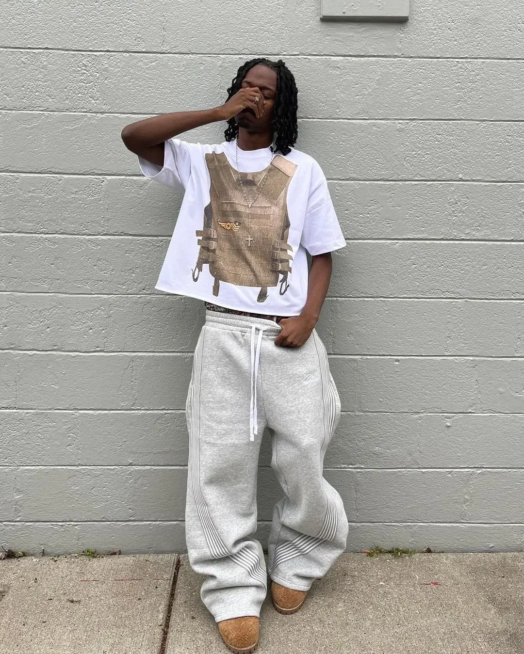 Y2k Embroidered Gray Pants