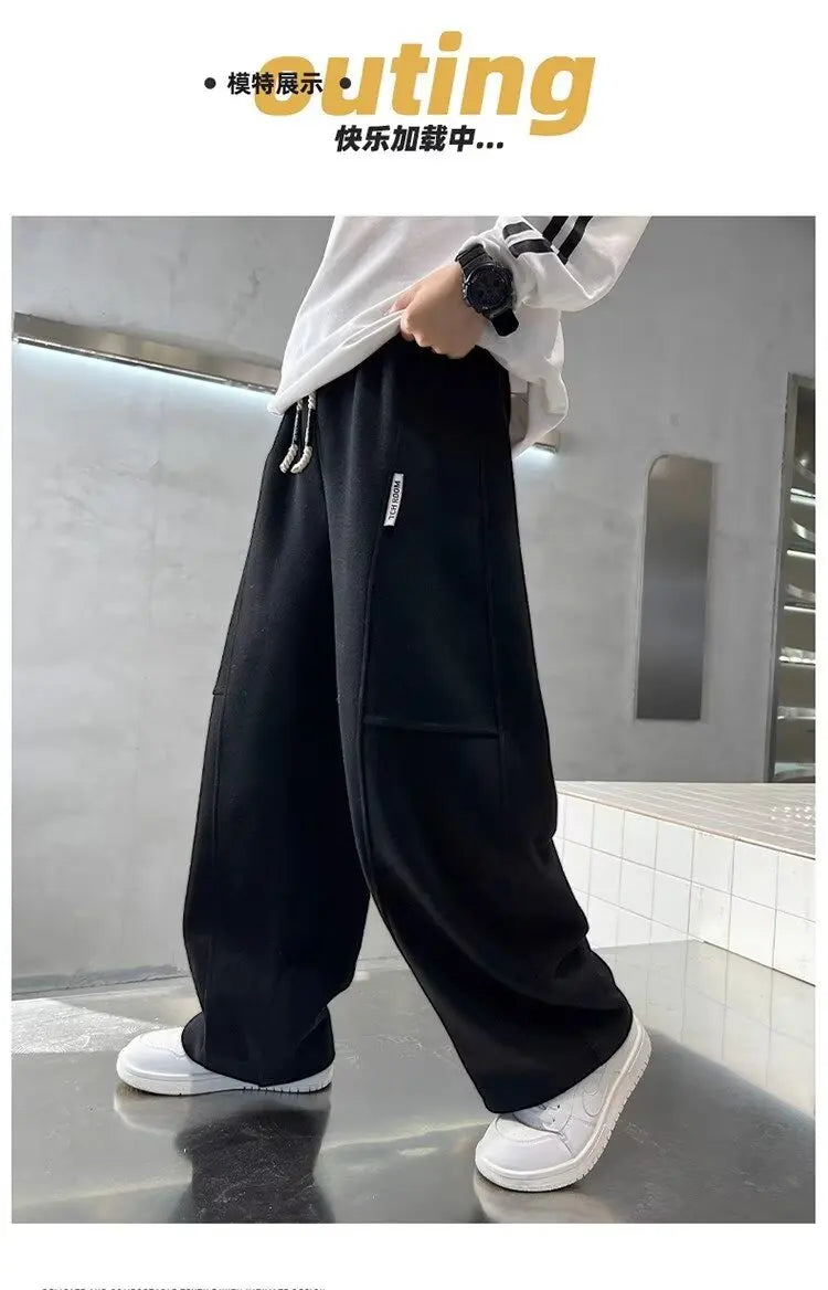 Kids Loose Cotton Sports Pants