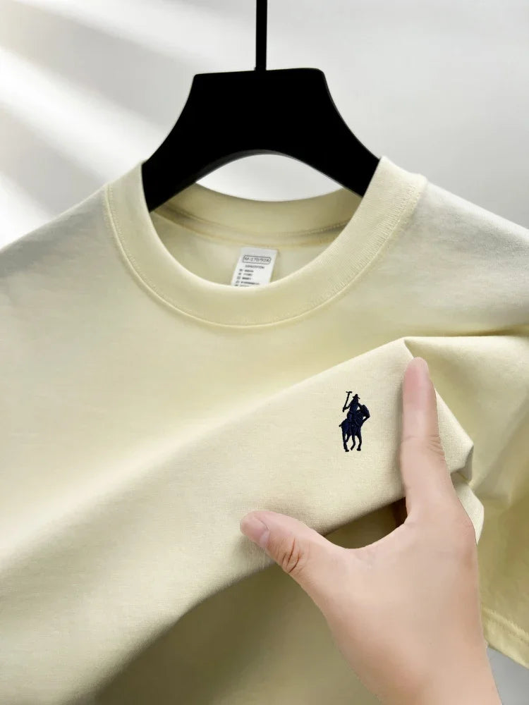 100% pure cotton men's short sleeve T-shirt high-end luxury brand pony embroidery casual round neck summer new fashion Paul top