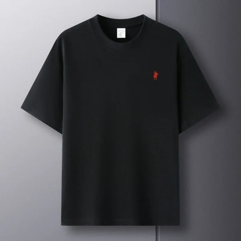 100% pure cotton men's short sleeve T-shirt high-end luxury brand pony embroidery casual round neck summer new fashion Paul top