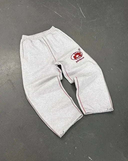 Y2k Embroidered Gray Pants