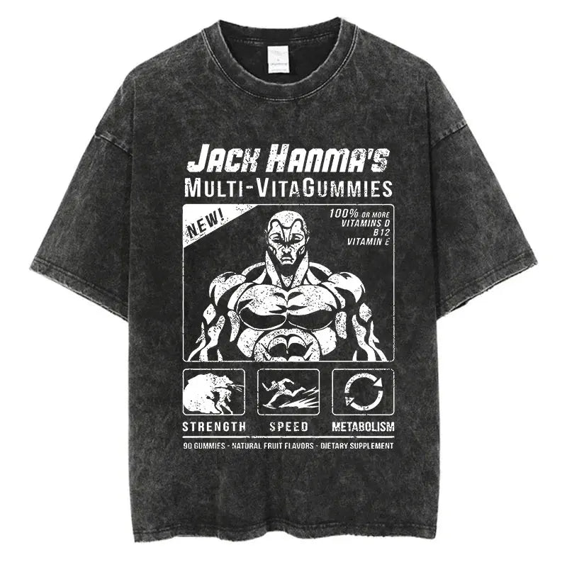 Anime Baki Haman Tshirts Harajuku Vintage 100% Cotton 2024 New Washed T Shirt For Men Hip Hop Streetwear Oversize T-shirt