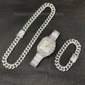 Necklace +Watch+Bracelet Iced Out Twisted Chain Jewelry Sets for Men