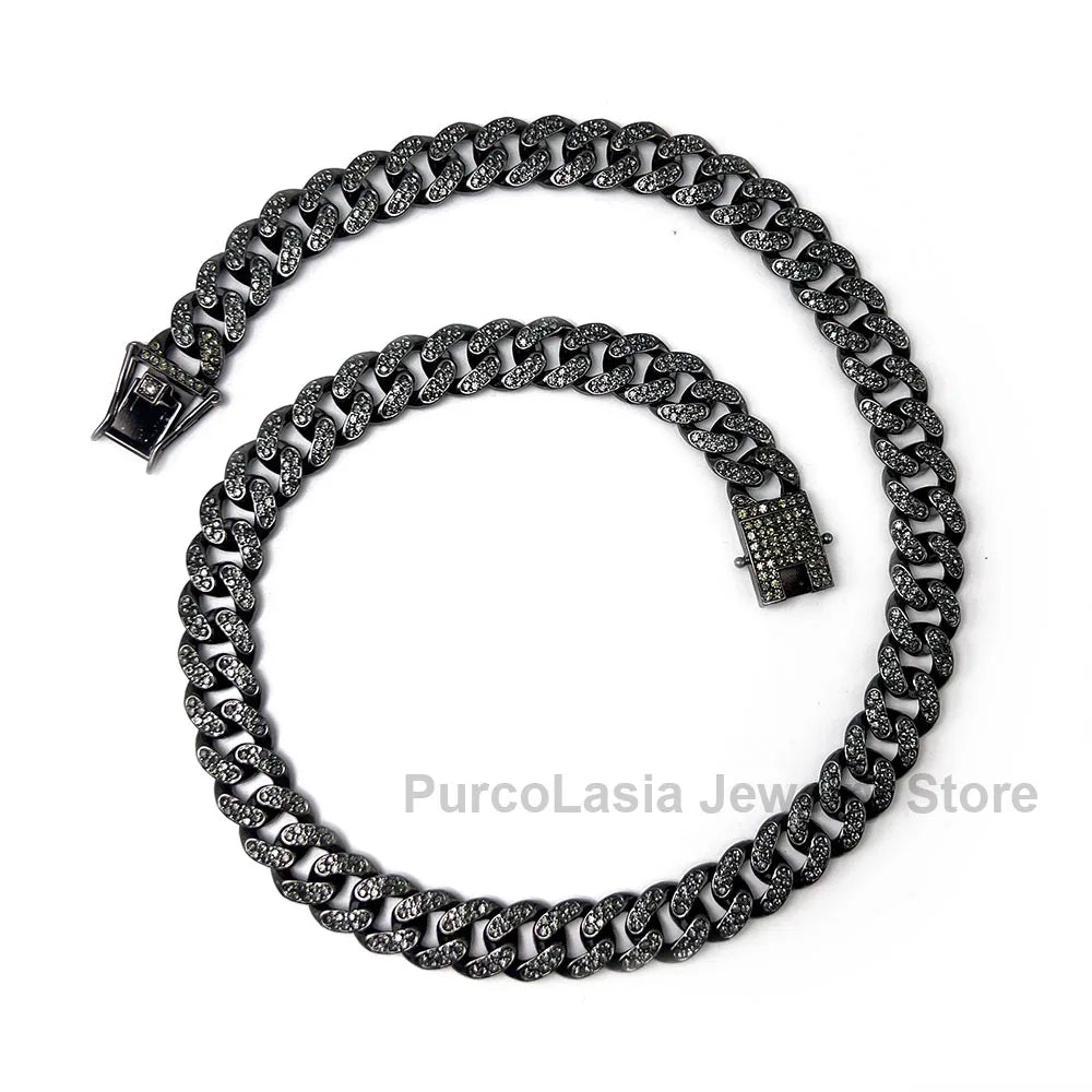 Necklace +Watch+Bracelet Iced Out Twisted Chain Jewelry Sets for Men