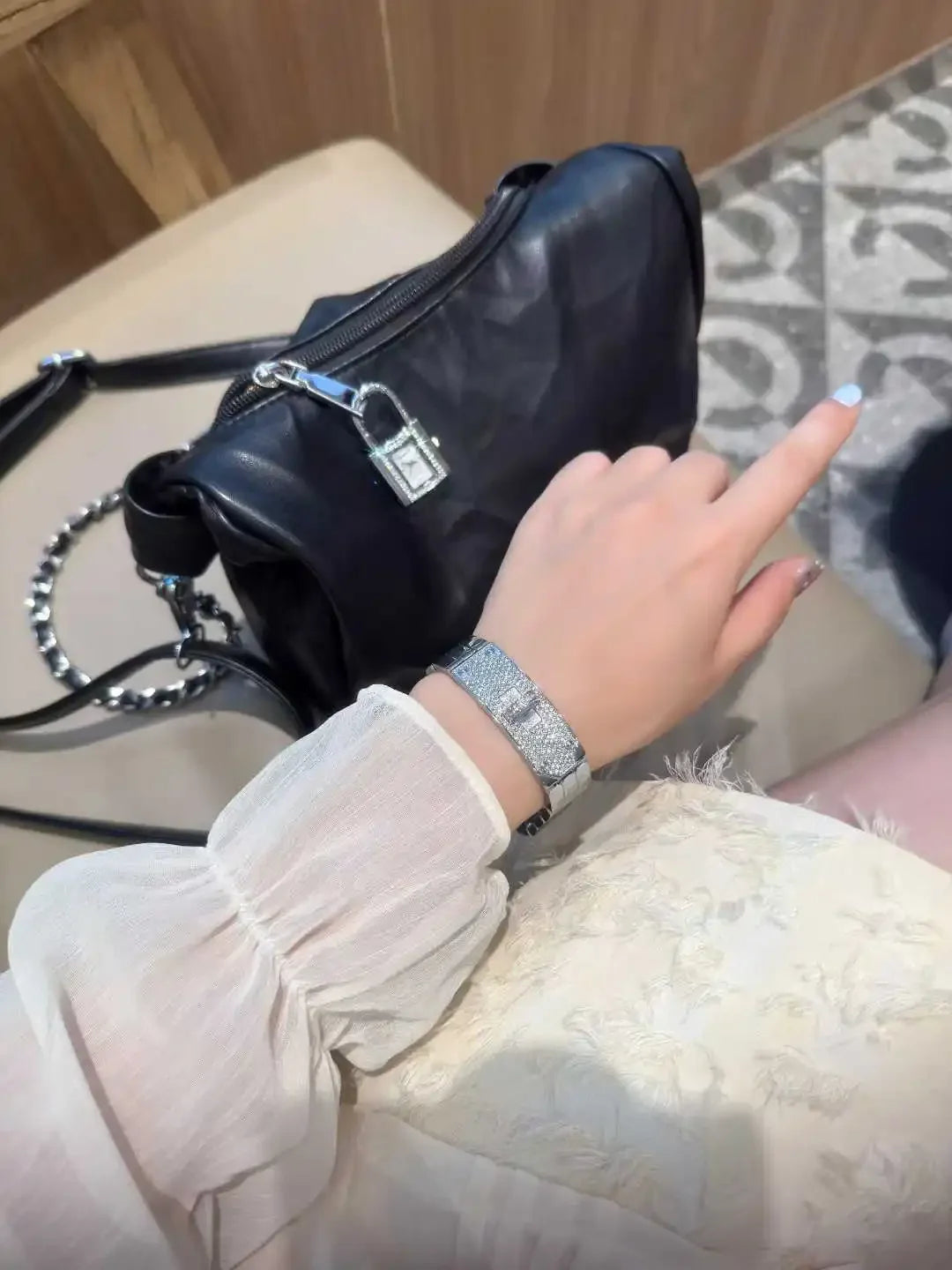 Ladies Sliver Detachable Wristwatch