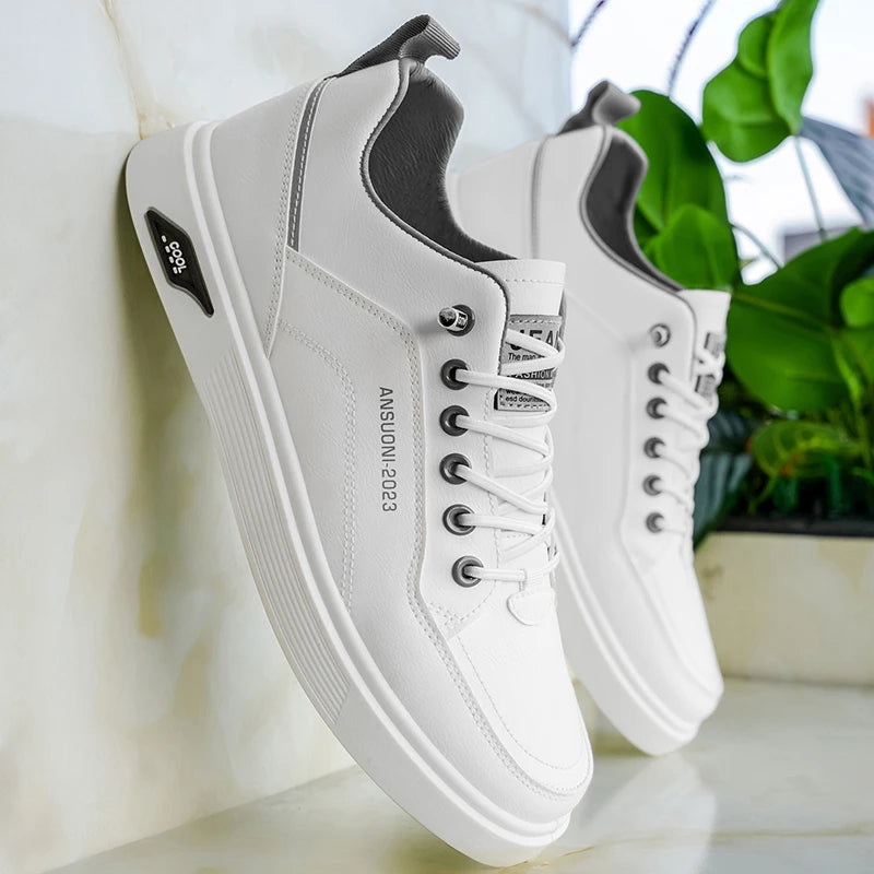 2025 New Spring and Autumn Men's White Low-Top Casual Shoes, Minimalist, Versatile, Comfortable and Breathable Men's Shoes