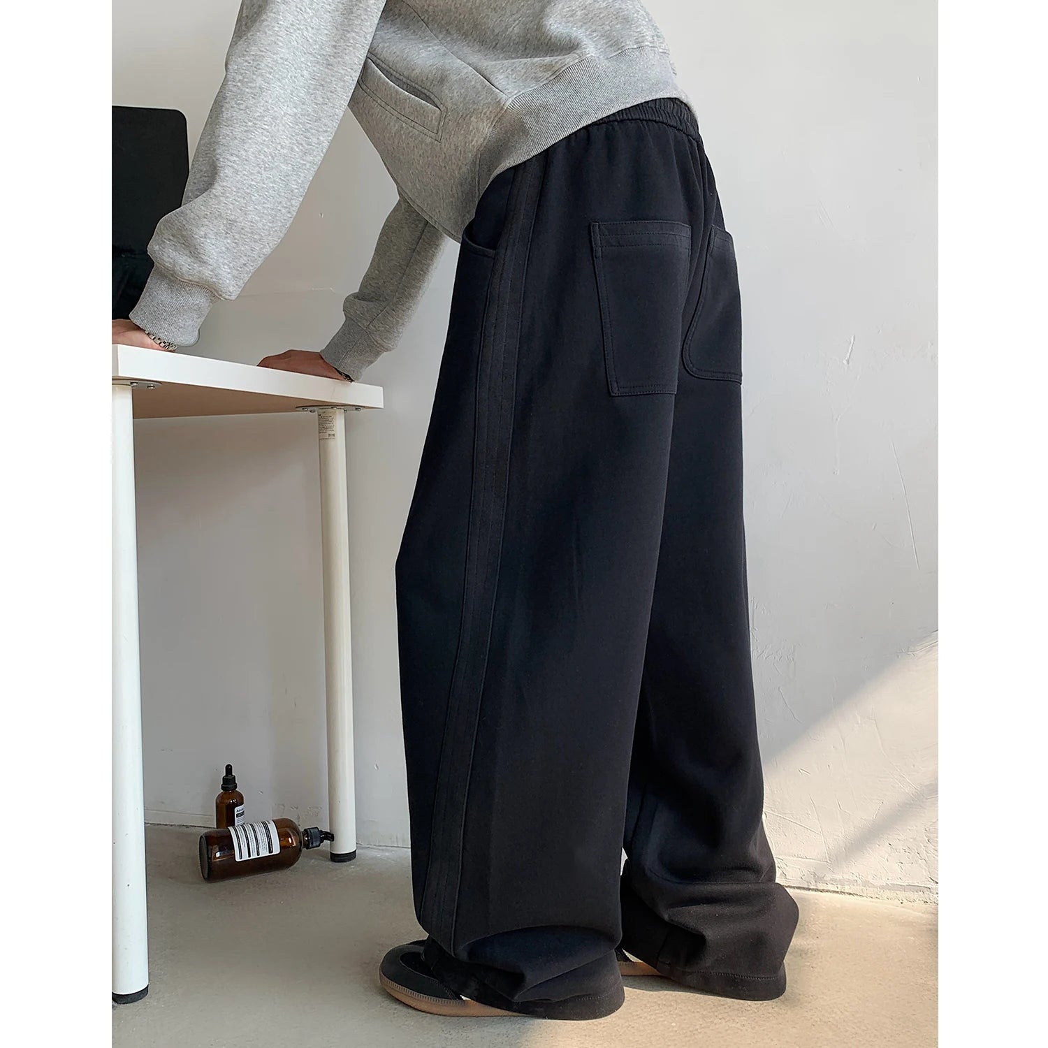 Men's Side Striped Wide Leg Outdoor sports pants