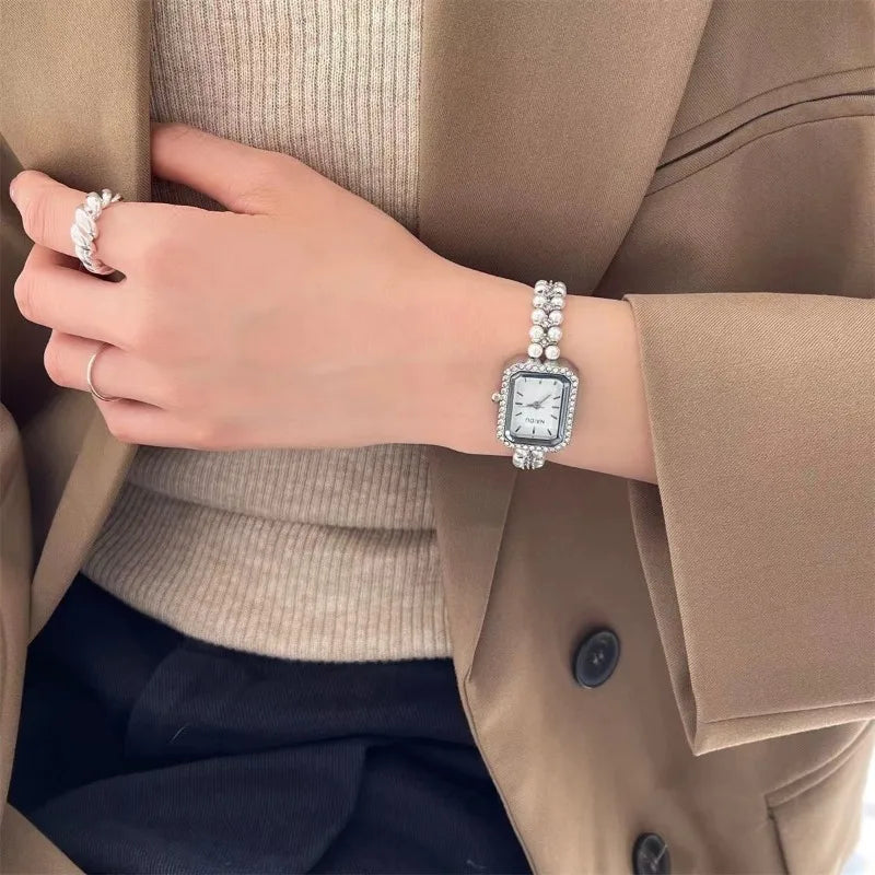 Pearl Studded Strap Women Watch