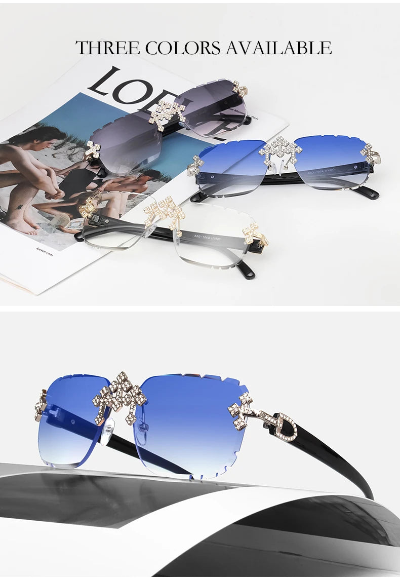 Square Rimless Sunglasses For Women