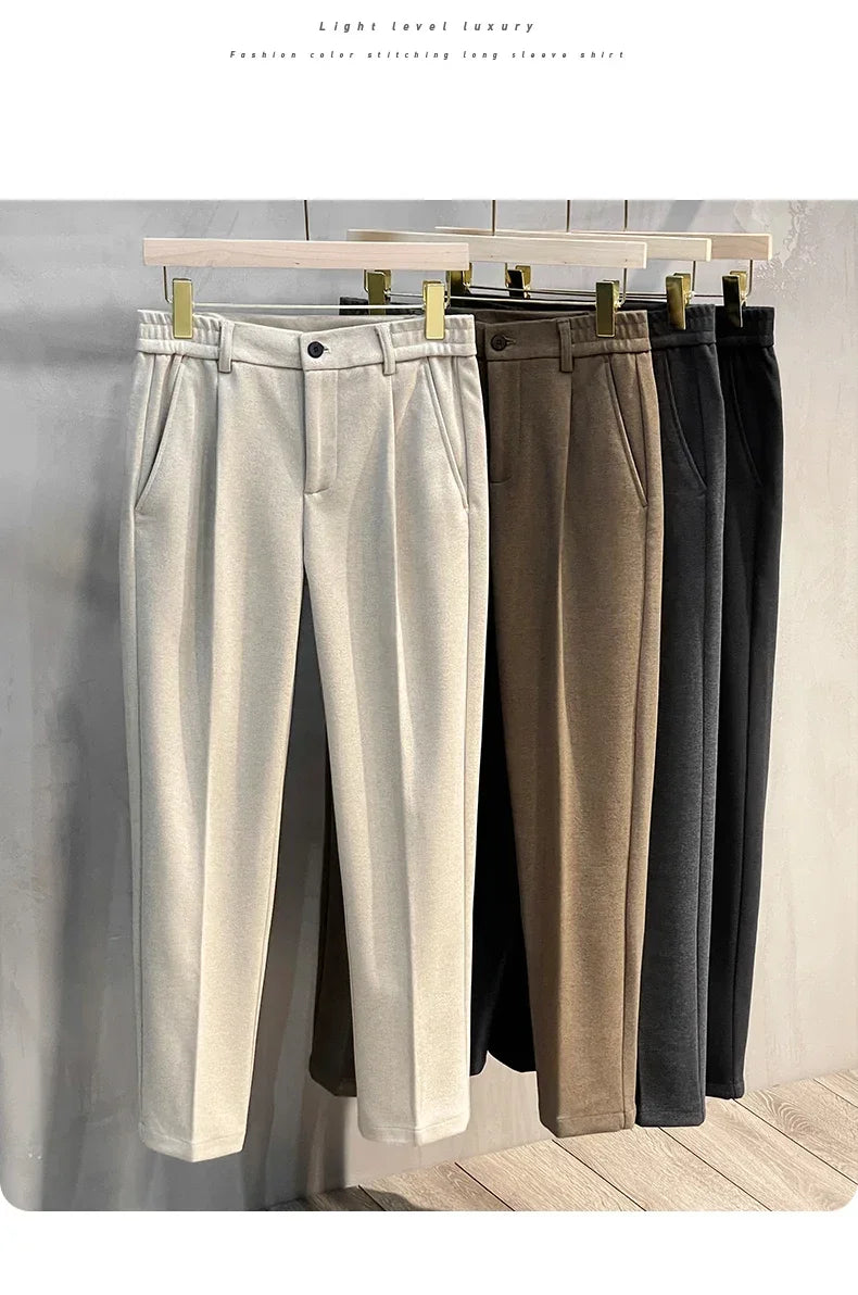 Men Thick Business Elastic Waist Formal Trousers