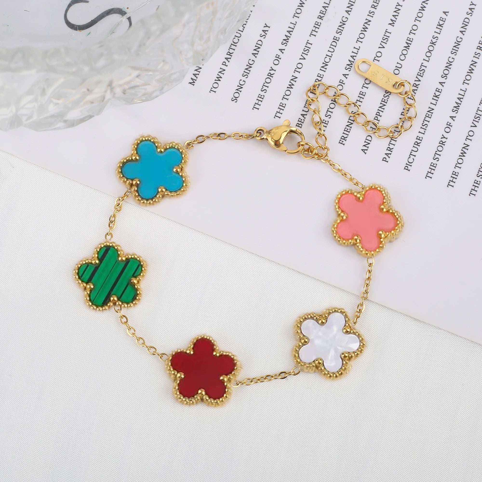 Five Leaf Flower Adjustable Bracelet