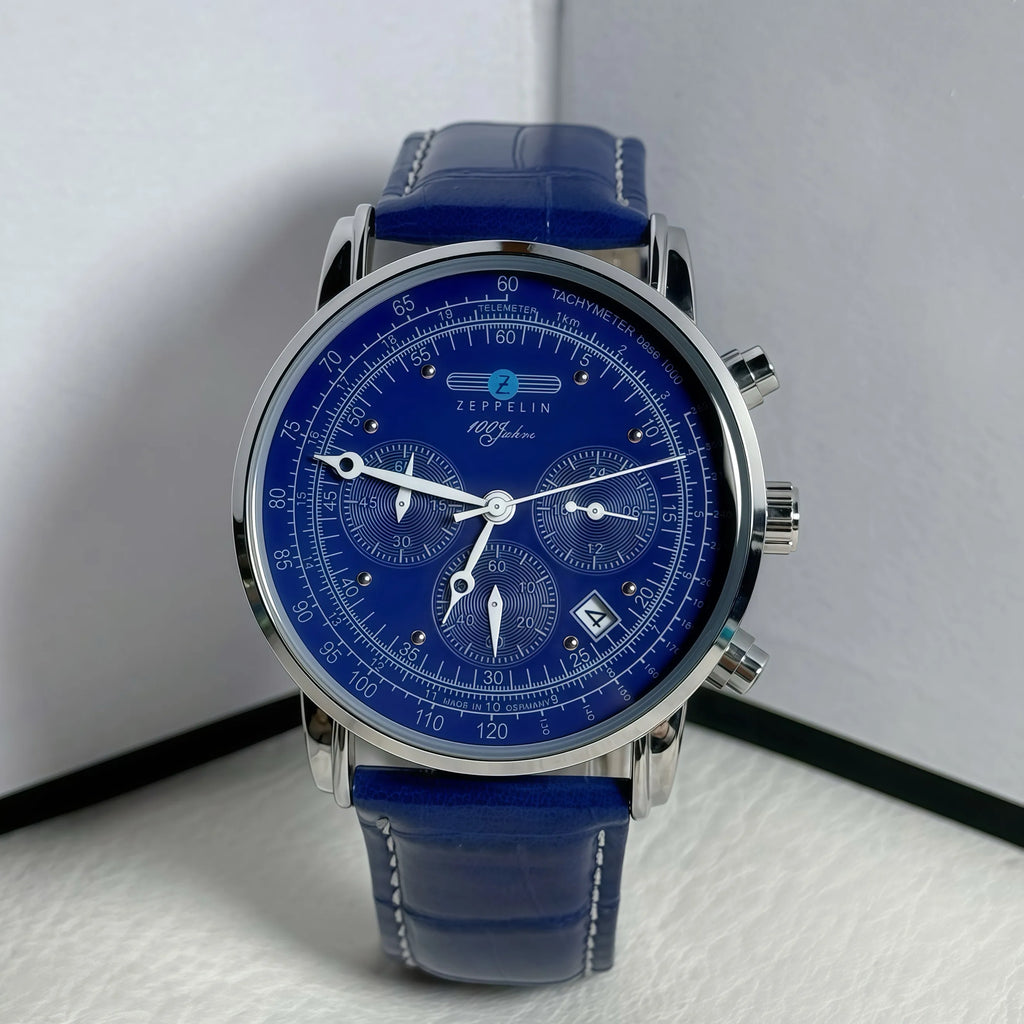 2025 New luxury brand zeppelin multifunctional fashionable six pin watch with calendar blue green gift quartz watch