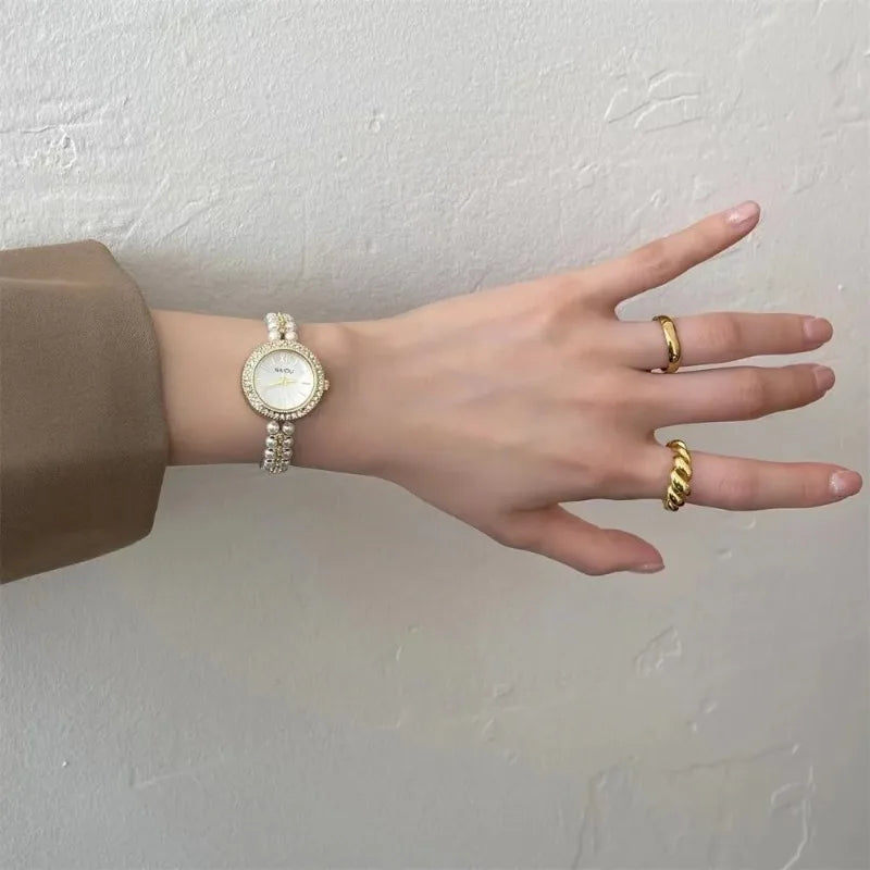 Pearl Studded Strap Women Watch