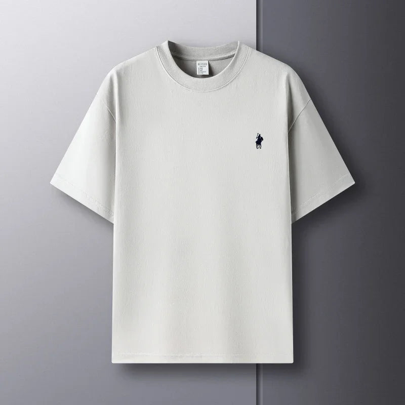 100% pure cotton men's short sleeve T-shirt high-end luxury brand pony embroidery casual round neck summer new fashion Paul top