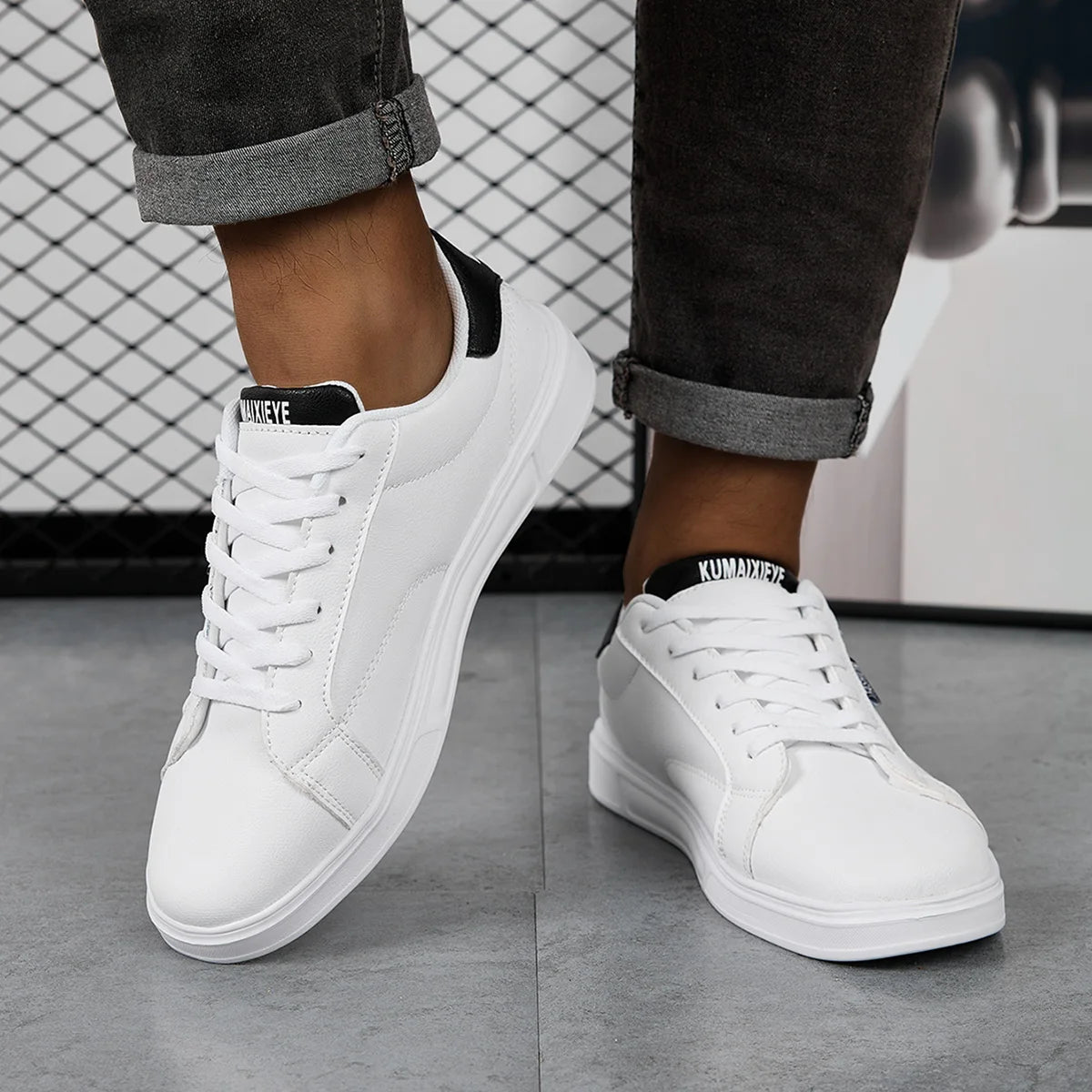 White Black Men Skateboard Shoes