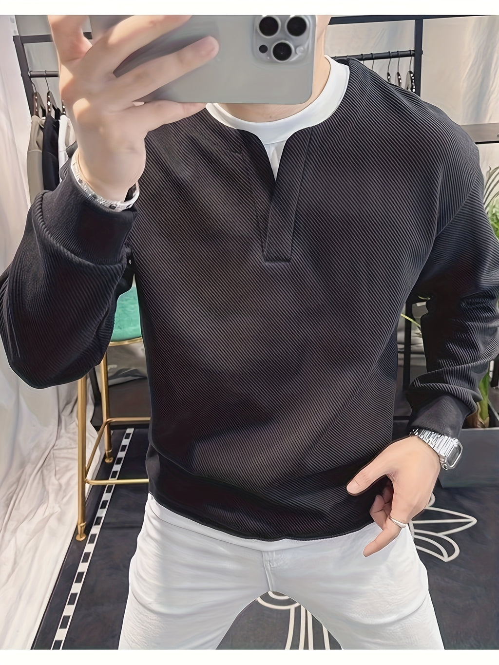 Classic Half-Zip Knit Sweater for Men