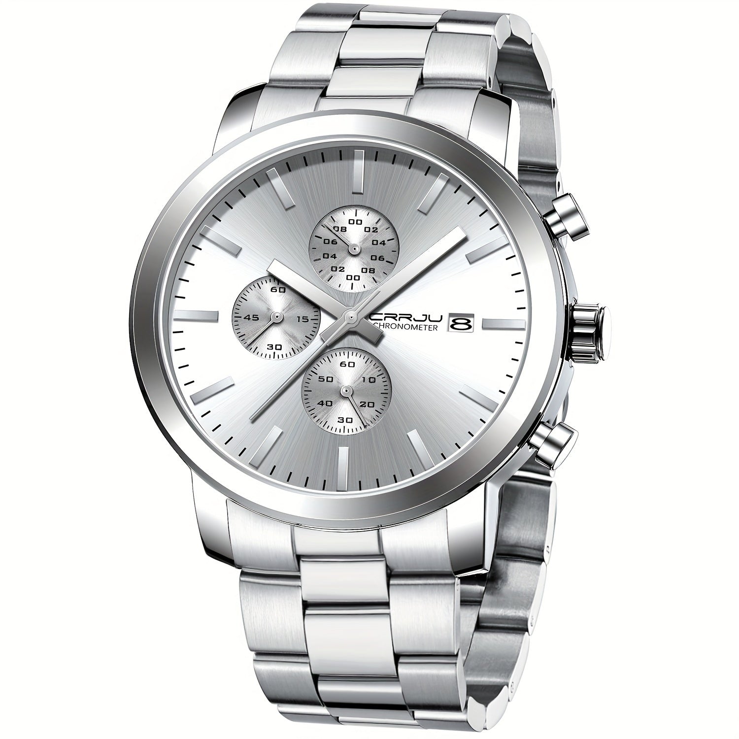 A High-quality Wristwatch For Men With Multiple Functions And A Stainless Steel Strap.