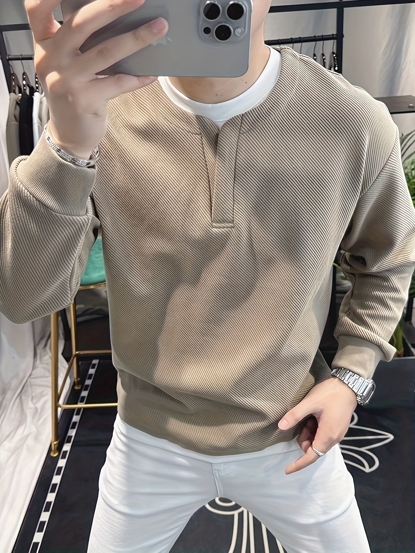 Classic Half-Zip Knit Sweater for Men