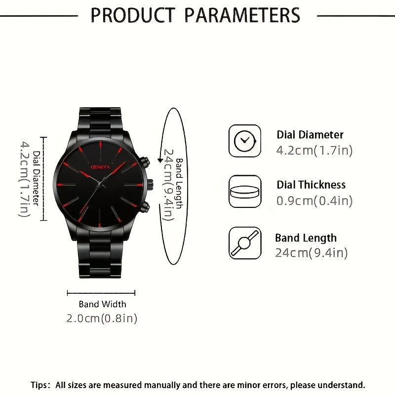 2pcs Men's Classic Quartz Watch Set