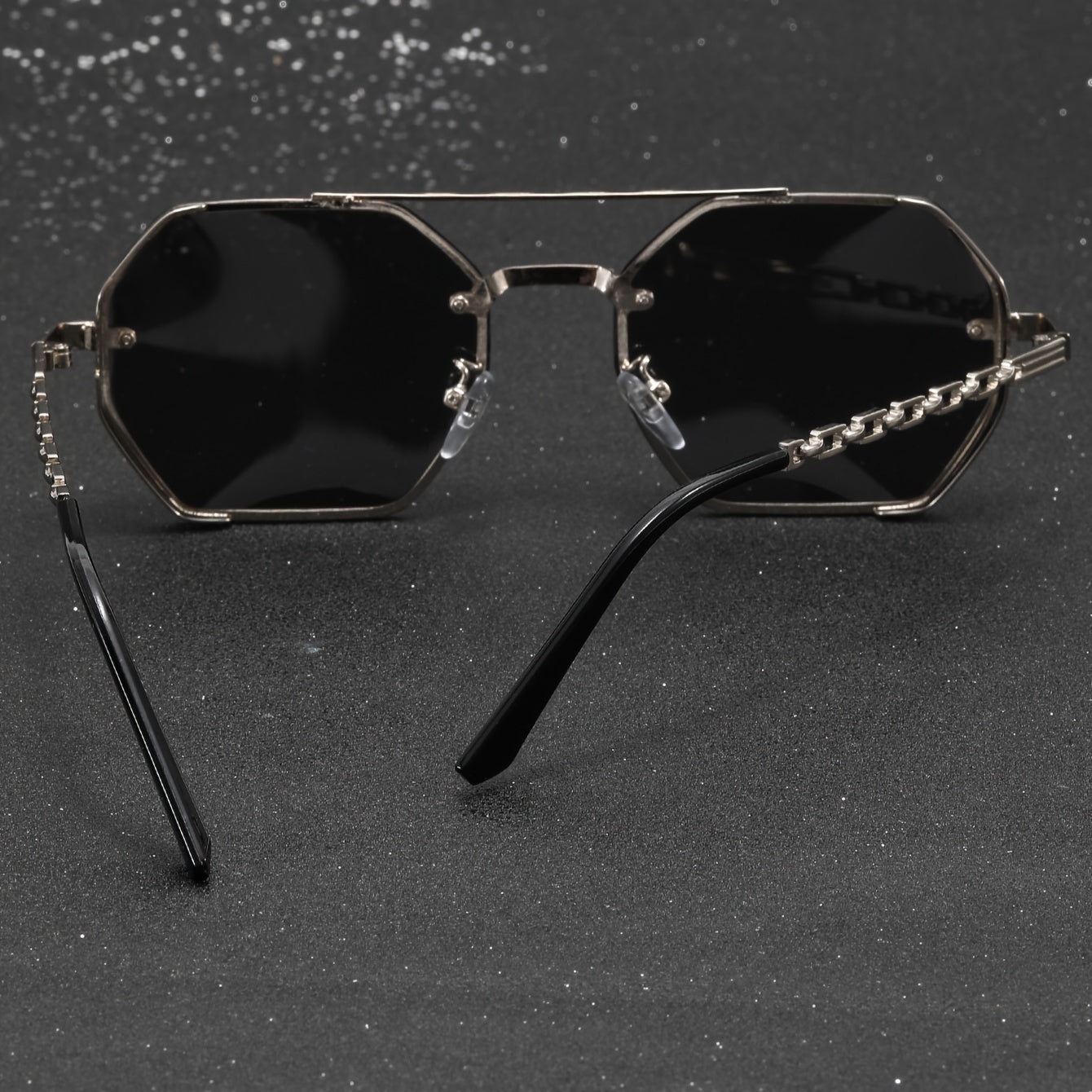 Metal Frame Hollow Chain Glasses Legs