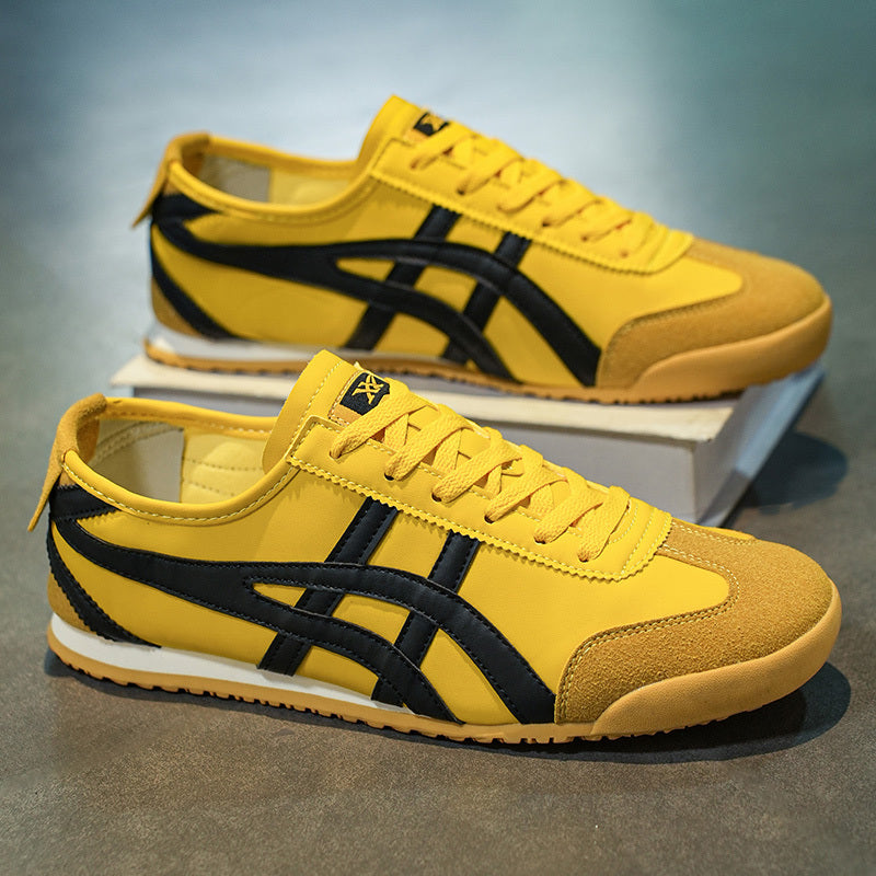 2025 New Korean Style Men'S Slip-On Sneakers - Vibrant Yellow & Black Low-Top Casual Shoes with Synthetic Synthetic Faux Upper, Modern Sneakers, Men Trainer Size, Onitsuka Sneaker, Onitsuka Shoe, Sneaker Man, Sports Sneaker M